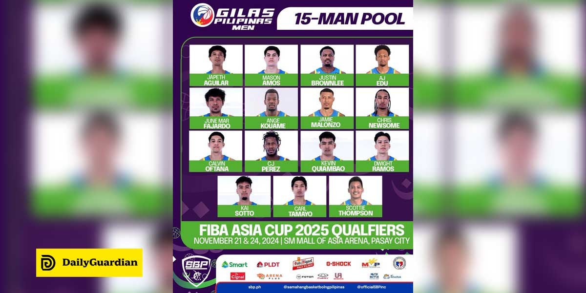 Gilas Pilipinas Unveils 15 Man Pool For FIBA Asia Cup Qualifiers