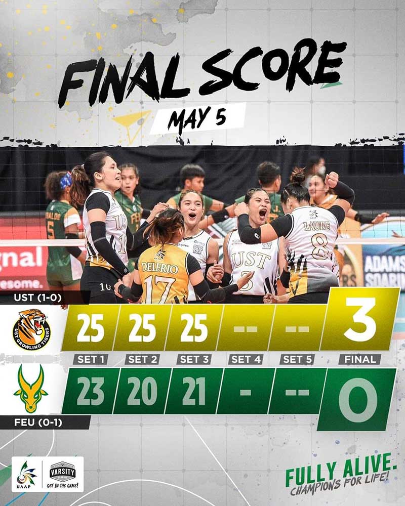 UST Women volleyball squad opens UAAP season with a win over FEU