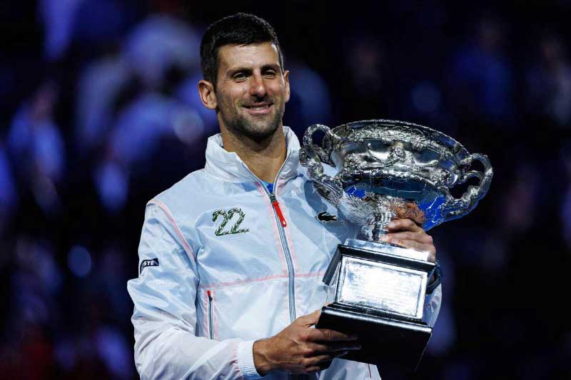 Novak Djokovic raises 22nd Grand Slam trophy after winning 2023