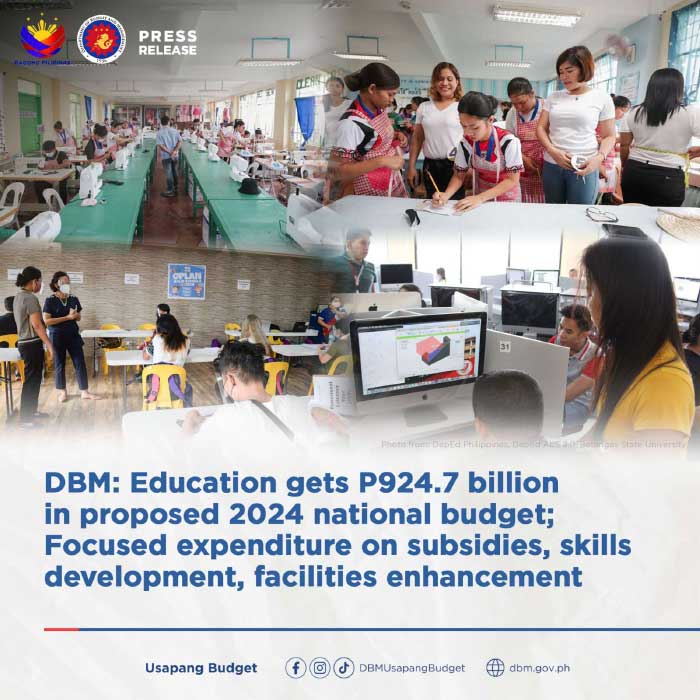 DBM Education gets P924.7 billion in proposed 2024 national budget