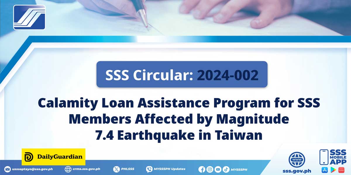 SSS provides a disaster loan to members affected by the earthquake in Taiwan
